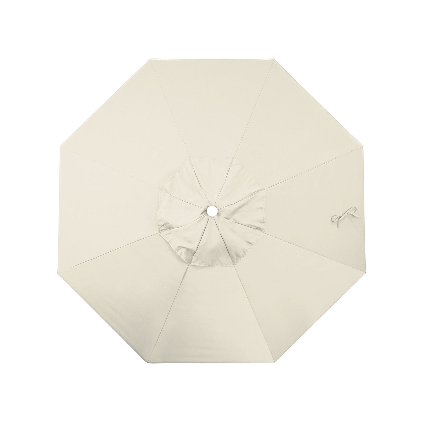 California Umbrella 9' Round Aluminum/Fiberglass Umbrella, Push Open, White Pole, Olefin Antique Beige