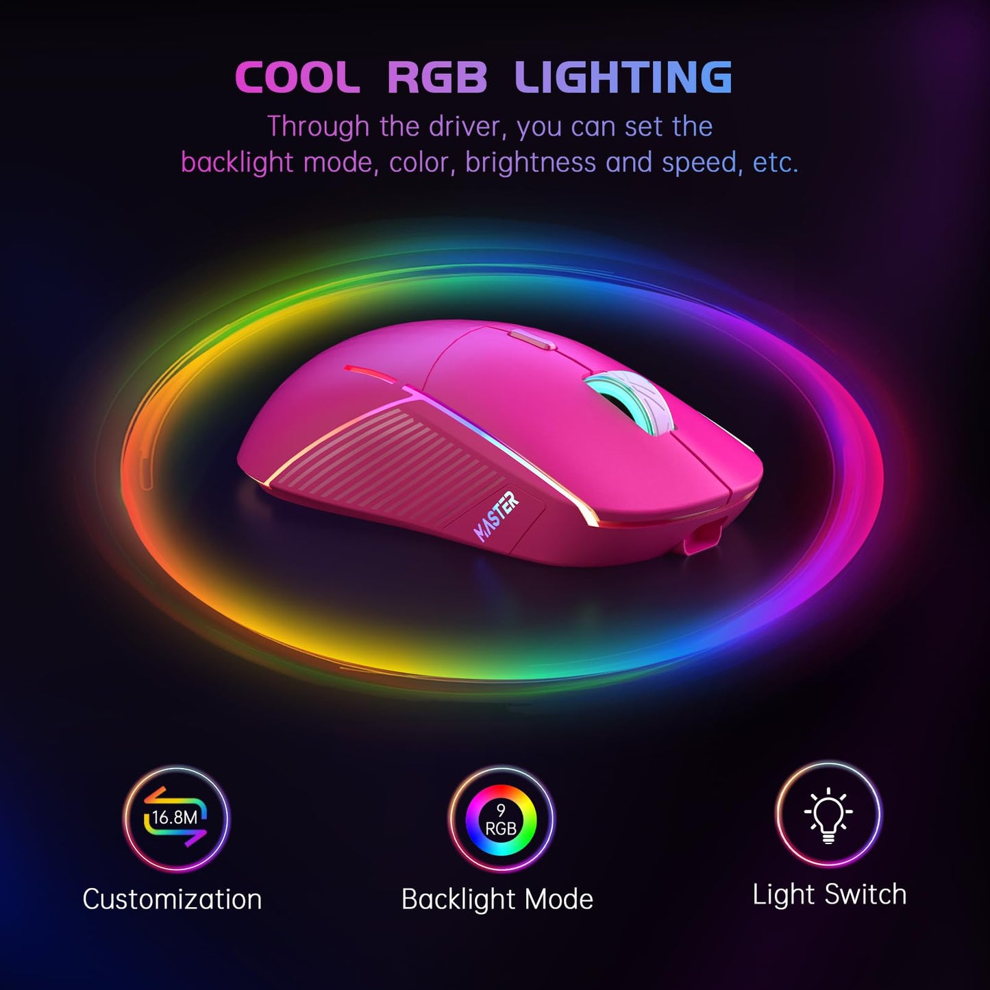 FFJ Wireless Gaming Mouse, 24000 DPI, Tri-Mode 2.4G/USB-C/Bluetooth 5.3 Gaming Mouse Wireless, RGB Programmable Mouse Gamer, 75Hrs Battery Life, Rechargeable Gaming Mice for PC, Mac, PS5, Xbox - Black