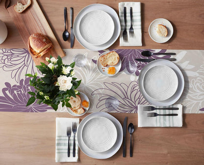 Table Runner, Chrysanthemum Flower Purple White Dresser Scarves for Holiday Dinner Parties, 13x120inch