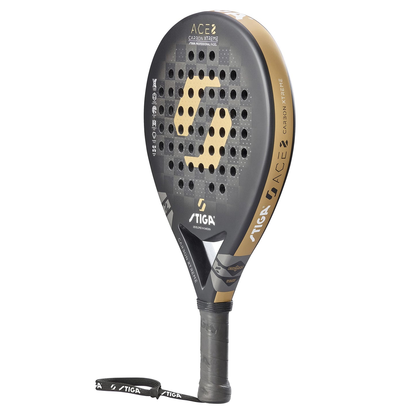 STIGA ACE 2 Padel Racket | Carbon Xtreme for Durability, Speed & Control - Paddle Ball Racquet for Maximum Performance - Competition Approved - Designed in Sweden