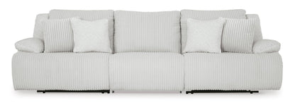 Signature Design by Ashley Top Tier Coastal 3-Piece Reclining Sectional Sofa with 4 Accent Pillows, Light Gray