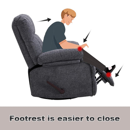 Eiayeebil Oversized Swivel Rocker Recliner Chair Set of 2 for Adult, Rock Recliner for Big Man, Extra Wide Manual Recliners, Overstuffed Soft Rocking Sofa Chair,Light Grey