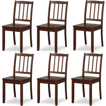NAFORT Wooden Dining Chairs Set of 6, Slat High Back Solid Rubber Wood Chair, Vintage Dining Room Chairs with Max Load of 400 Lbs for Kitchen Table, Dining Room, Cafe, Restaurant