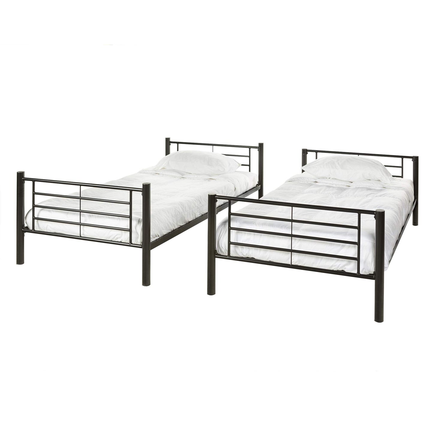 Walker Edison Elodie Urban Industrial Twin Over Twin Metal Bunk Bed, Twin Over Twin, Black