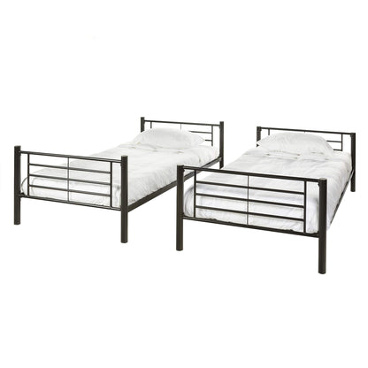 Walker Edison Elodie Urban Industrial Twin Over Twin Metal Bunk Bed, Twin Over Twin, Black