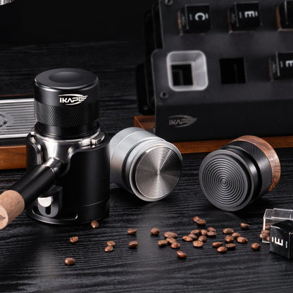 IKAPE 53mm Espresso Tamper, Premium Barista Coffee Calibrated Tamper with Spring Loaded, 100% Stainless Steel Tamper Compatible with 54MM Breville Bottomless Portafilter (Black)