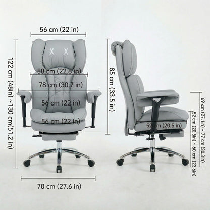 ATMILD Big and Tall Office Chair, 400lbs Heavy Duty Wide Seat Executive Chair with Footrest, High Back Leather Computer Desk Chair for Home Office (Grey)