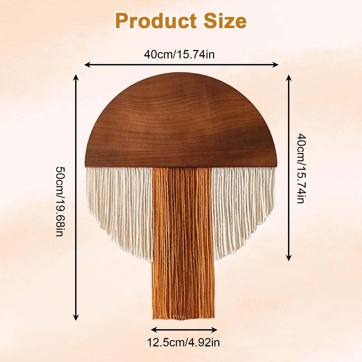 Suteng 2 Pcs Macrame Wall Hanging Bohemian Style Half-Circle Wooden Board Fringe Tapestry, Boho Decor Wall Tapestry Handmade Round Tassel for Living Room Bedroom Apartment Wall Art Headboard Decor