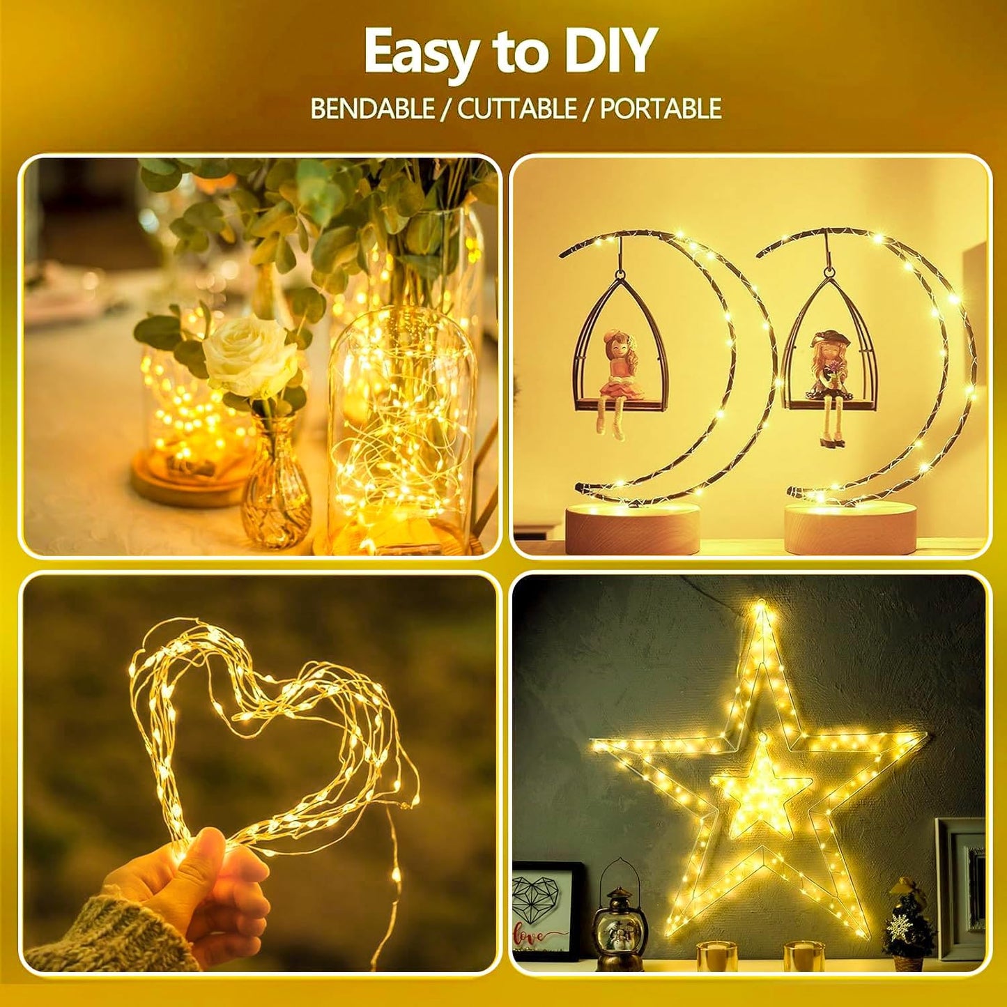 1-Pack 16FT 50 Fairy Lights Battery Operated with Timer, Waterproof LED String Lights Indoor Outdoor, Cuttable Starry