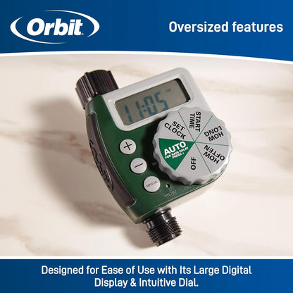 Orbit Programmable Digital Hose Watering Timer - Battery Powered with LCD Screen & Rain Delay | 1 Outlet