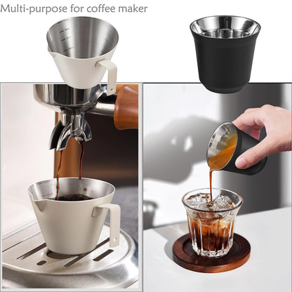 MAOLECOS Milk Frothing Pitcher - 20 OZ Metal Milk Frother Pitcher Jug Stainless Steel Steaming Pitcher, Espresso Measuring Cups with Handle Scale, Stainless Steel Espresso Cups Kit for Coffee maker