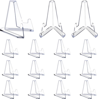 15 Pack Card Display Stands - Acrylic Clear Mini Stands for Sports Cards, Challenge Medals, and Trading Cards