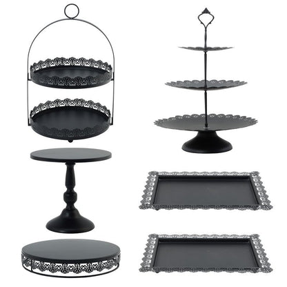 6 Pcs White Cake Stands Set, QENUIITEA Cake Display Pedestal Tiered Cupcake Holder Dessert Plate Serving Tower Tray Decorative for Wedding Birthday Party Baby Shower Celebration