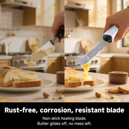 SEAINGO Heating Butter Knife Spreader - Rechargeable, Electric, Cordless, Heats up in 6 Seconds, Nonstick Stainless Steel Blade, ON/OFF Safety Lock Switch, 2 Warming Mode Can Quickly Melt Cold Hard Butter, Coconut Oil, Cream, Jam, Mustard, for Kitchen Res