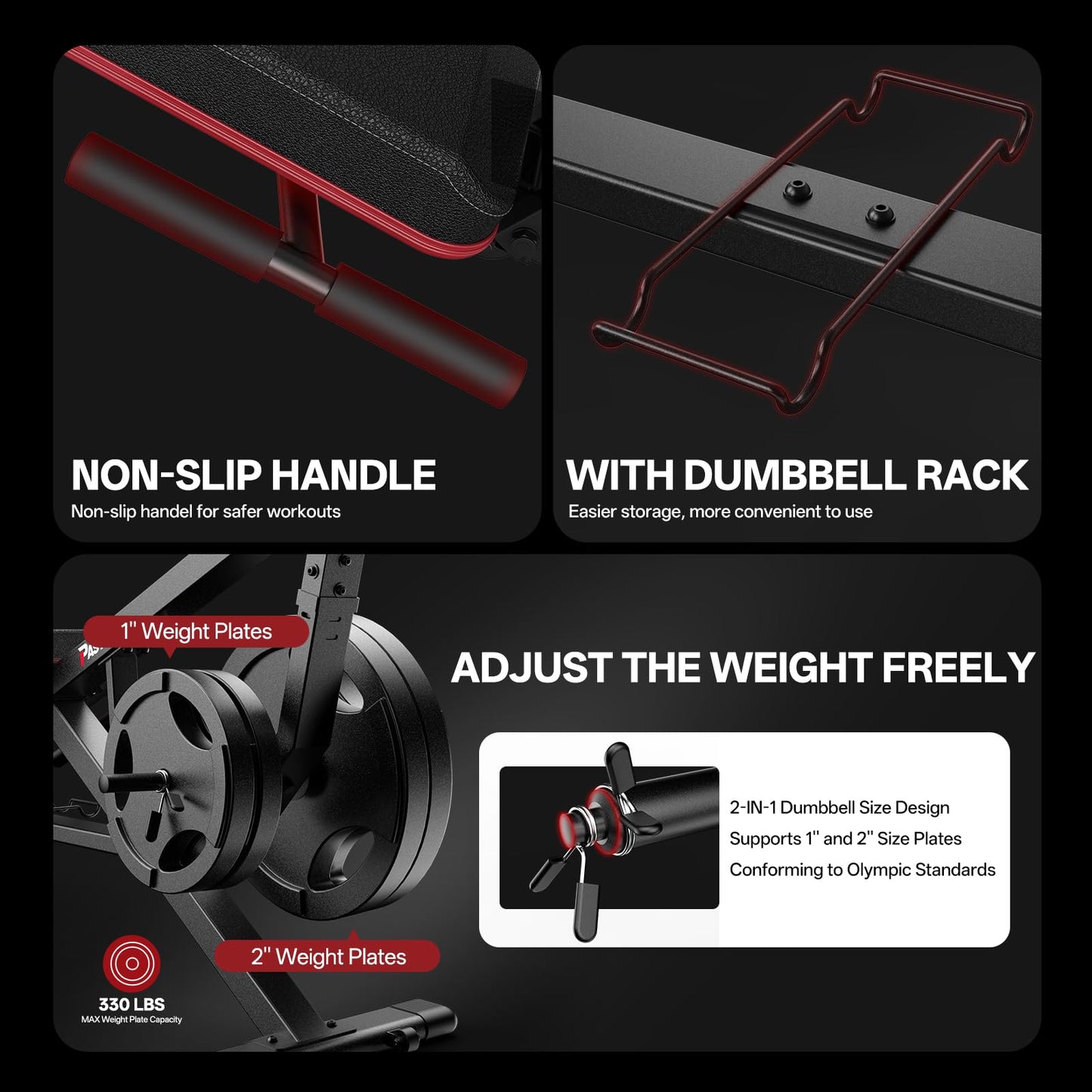 PASYOU Leg Press Machine for Home Gym – Adjustable Foot Plate Weight Bench with Leg Extension, Compact Footprint Workout Bench for Glutes, Quads & Hamstrings, Compatible with 1'' and 2'' Weight Plates