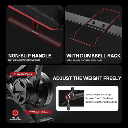 PASYOU Leg Press Machine for Home Gym – Adjustable Foot Plate Weight Bench with Leg Extension, Compact Footprint Workout Bench for Glutes, Quads & Hamstrings, Compatible with 1'' and 2'' Weight Plates