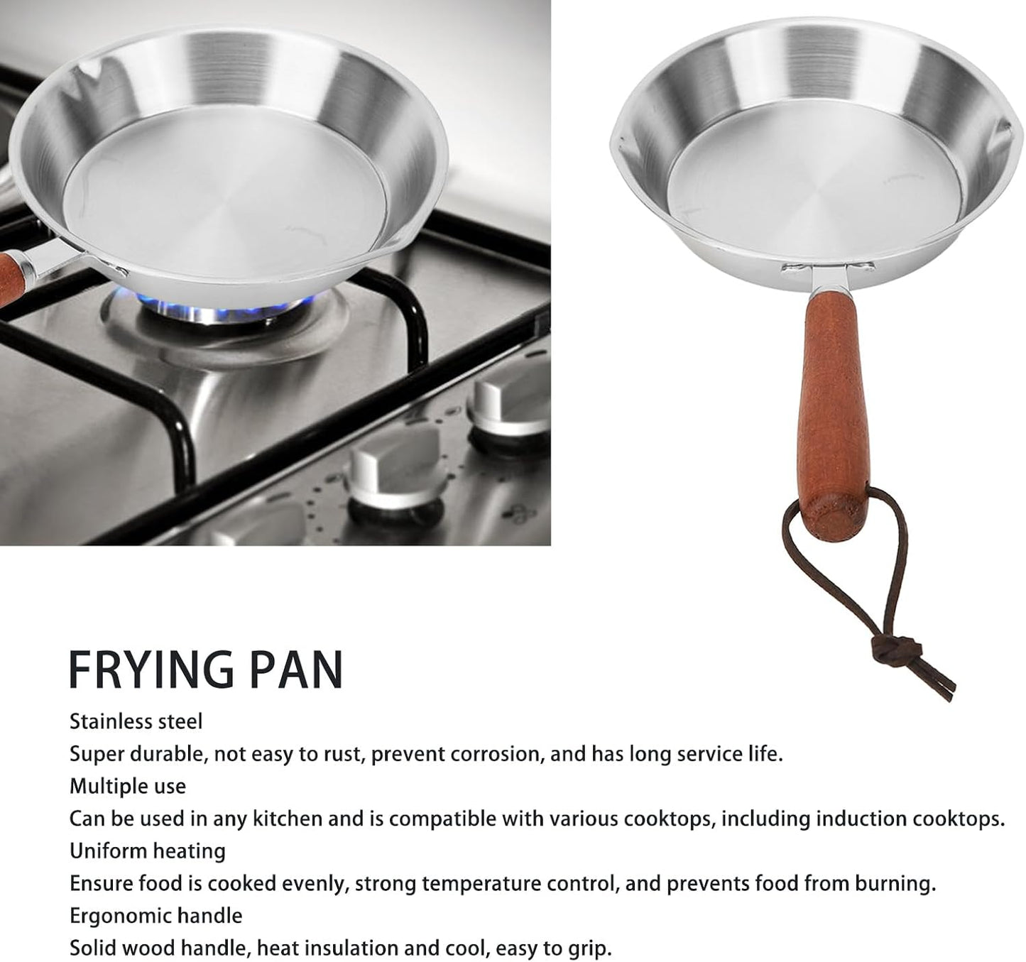 Non-Stick Frying Pan, 12CM Skillet Omelette Pan for Induction Cooking, Gas or Electric, Stainless Steel Egg Frying