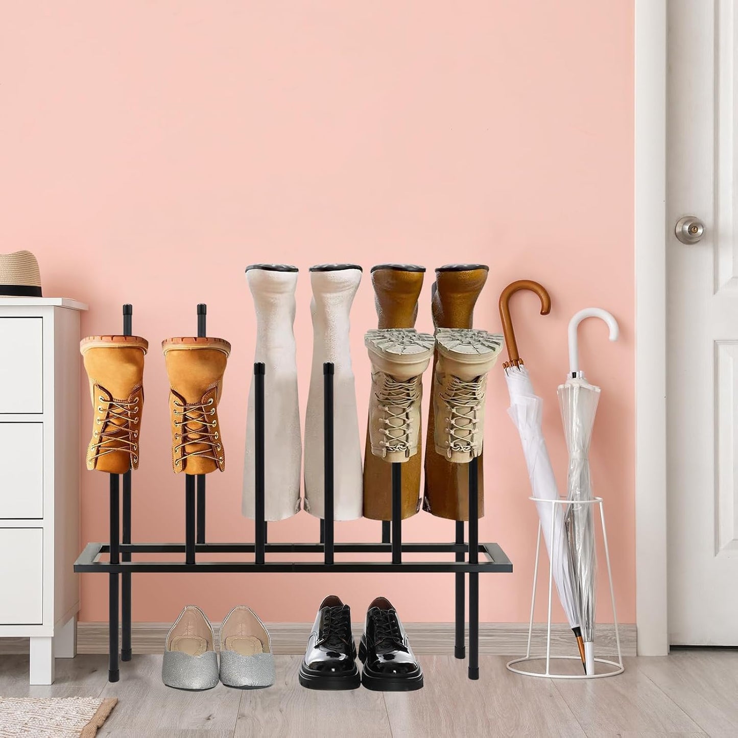 HIEDUYT Closet Closet 6 Boot Rack Shoe Cabinet Metal Shoe Rack for Shoe Organizer for for Pairs Free Standing Shoe