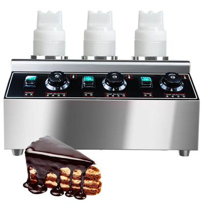 Generic YOOKTEN Electric Cheese Sauce Warmer Dispenser,0.68x3 Qt Commercial Cheese Dispenser Bottle Warmer Hot Chocolate Warmer and Dispenser 86-185℉Nacho Cheese Warmer with Bottles, Silver