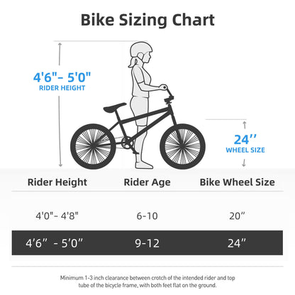 JOYSTAR 24 Inch Kids Bike Freestyle BMX Bikes for 7 8 9 10 11 12 Years Old Boys Girls and Beginner Riders, 24" Kids' Bicycles, Blue Tires
