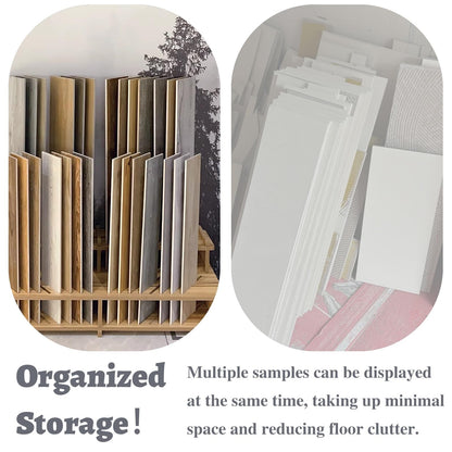 Wooden Tile Display Rack - 10/18 Tier Porcelain Sample Stand, 31" x 45" Organizer for Marble Slabs, Durable Retail Shelf for Building Materials, Perfect for Showrooms and Stores