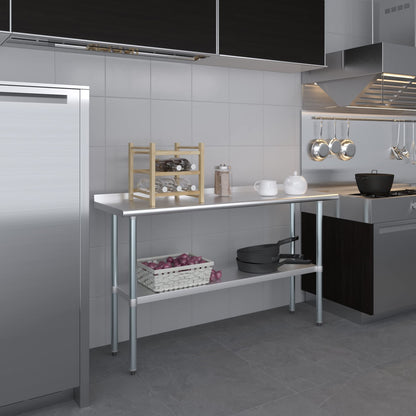 AmGood Stainless Steel Work Table with 1.5" Backsplash | Metal Kitchen Food Prep Table | NSF (60" Long x 18" Deep)