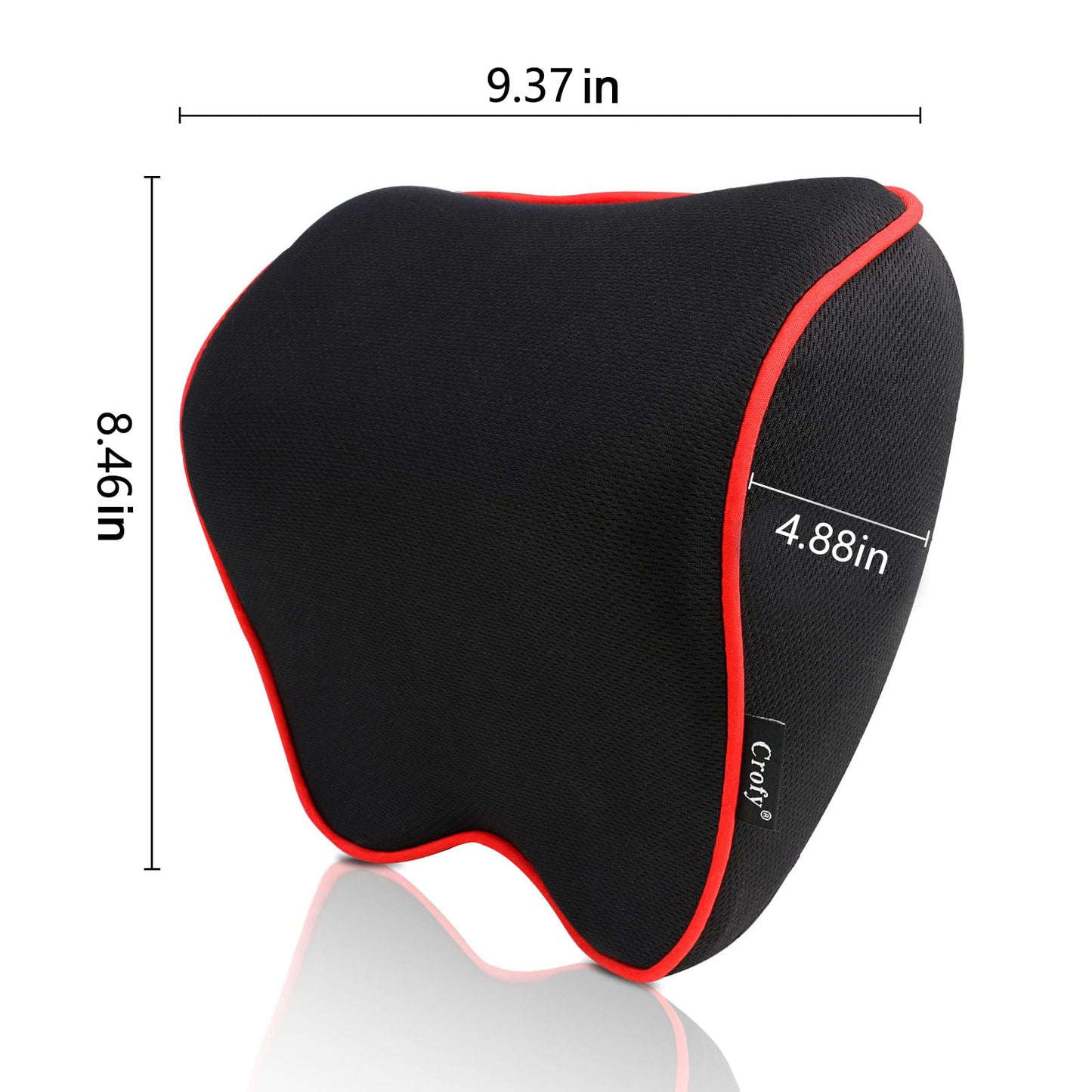 Crofy 2-Pack Car Neck Pillow, Softness Car Headrest Pillow for Driving with Adjustable Strap, 100% Memory Foam and Breathable Removable Cover, Comfortable Ergonomic Design, 4.7 Inches Thick