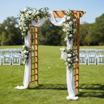 BIGTO Wooden Arbor 63" x 26" x 85", Wood Wedding Trellis for Plant Climbing, Outdoor Decor Pergola