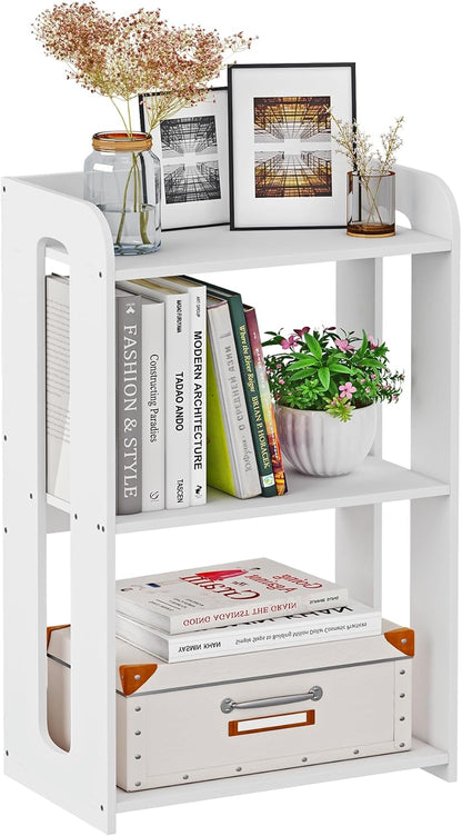 3 HAYOFAMY Tier End Table Nightstand White, Small Bookshelf with Open Shelf, Narrow Side Table Bedside Table