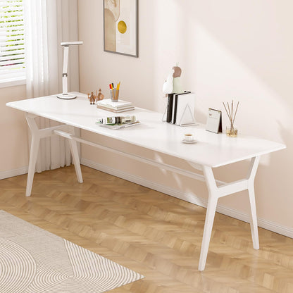 OSCHF Solid Wood Study Desk - 78.8" Double Long Computer Table for Home Office, 2-Person PC Workstation, White