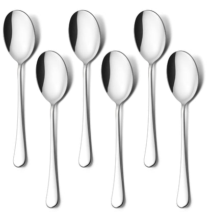 HaWare Serving Spoons X 6, 9.8 inches Large Size Stainless Steel Spoon Service for Home, Elegant Design for Kitchen/Buffet/Party, Mirror Polished and Dishwasher Safe(6 Pack)