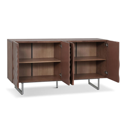 Christopher Knight Home Payton Modern Minimalist Wooden Storage Sideboard, Living Room Cupboard with Shelves, Dining Room/Kitchen Buffet Cabinet, Entryway Display Table, Home Office Credenza, Brown