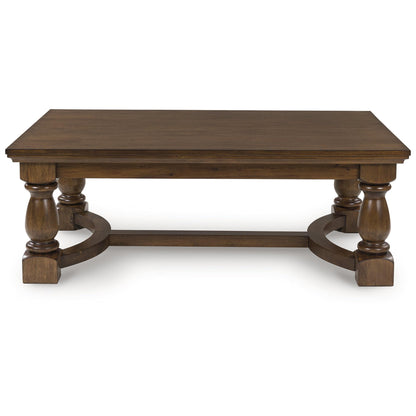 Signature Design by Ashley Sturlayne Transitional Coffee Table with Trestle Base, Dark Brown