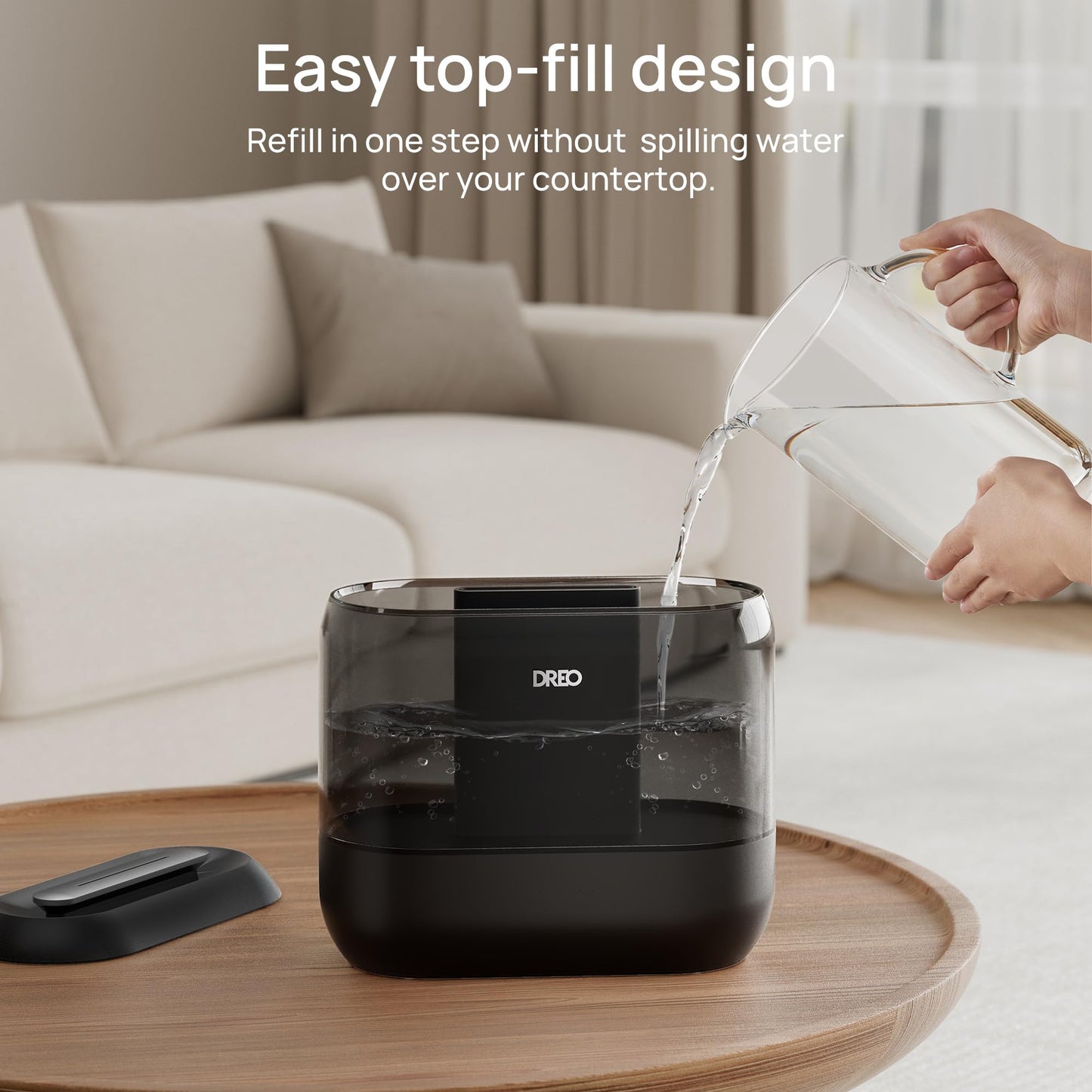 Dreo Humidifiers for Bedroom, 4L Top Fill for Large Room, 36H Runtime, 28 dB Quiet Supersized Cool Mist Air Humidifier for Baby Nursery, Plants, Indoor, Night Light, Easy to Clean & Fill