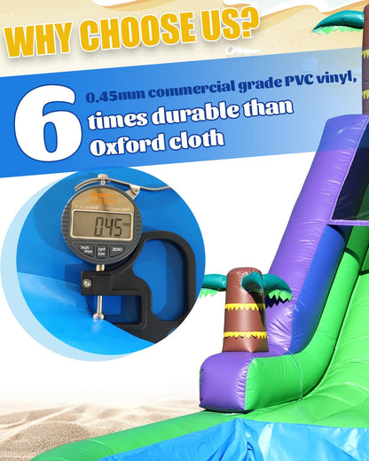 21FT(L) Commercial Water Slide for Adults Kids, 100% PVC Inflatable Adult Water Slide with 950W Blower, 0.45mm Heavy Duty Vinyl Blow Up Water Slides Backyard Outdoor, 21x9x12ft