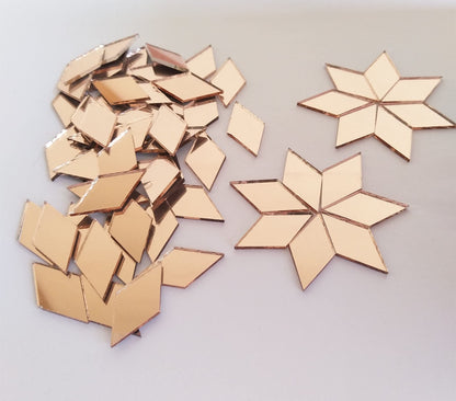 Mirror Mosaic Tiles, 200PCS Diamond Shaped Tiles, Mosaic Supplies, Craft Supplies, Mosaic Part Real Glass Mirrors (Rose Gold Mirror, 1/2x1inch)