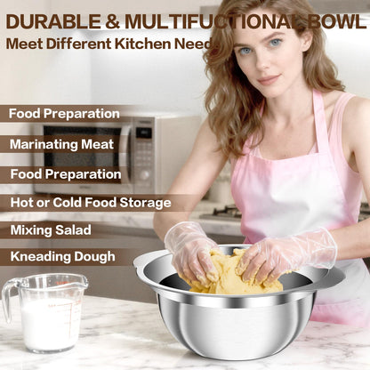 3.5QT Colander with Bowl, Rice Strainer, Stainless Steel Mixing Bowls with Strainer, Pasta Strainer, Colander for Kitchen for Rice Pasta Fruits Vegetables, Rice Cleaner Strainer, Dishwasher Safe