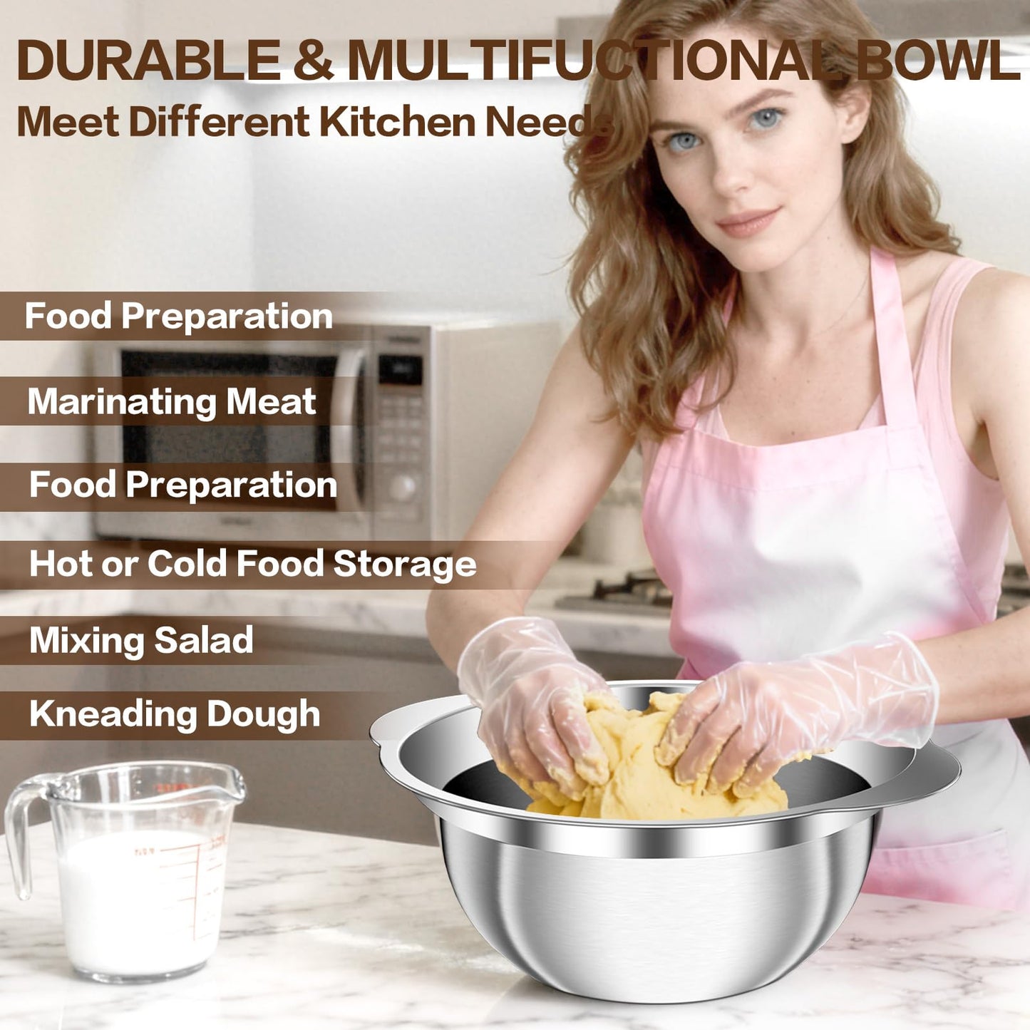 Colander, Strainer Bowl, Stainless Steel Colander, Rice Washing Bowl, Pasta Strainer & Vegetable Washer, Kitchen Strainer with Mixing Bowl for Draining, Food Prep, Dishwasher Safe, 4QT