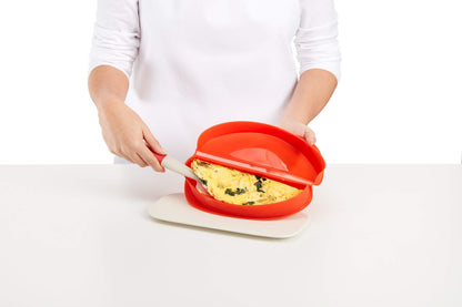 Lékué Microwave Omelette Maker | Red | 100% Platinum Silicone Easy Steam Egg Omelette Cooker | Dishwasher, Freezer-Safe, Heat-Resistant Case | Recipes Included