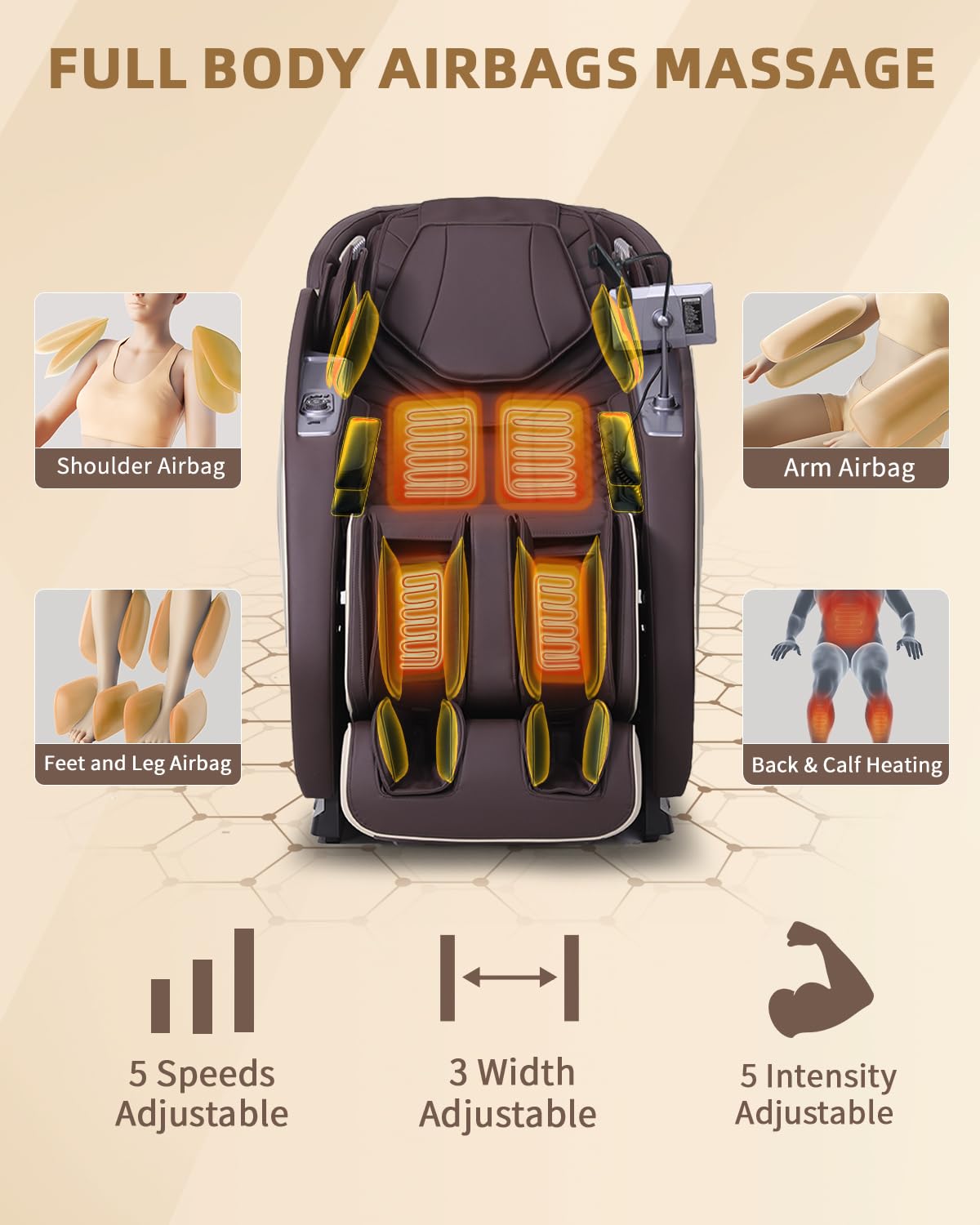 RelaxRelife Full Body Zero Gravity Massage Chair with Body Scan 4D Intelligent Shiatsu Strecth Massage, Back/Leg Heated with AI Voice Control Bluetooth Speaker Airbags SL Track Massage Coffee