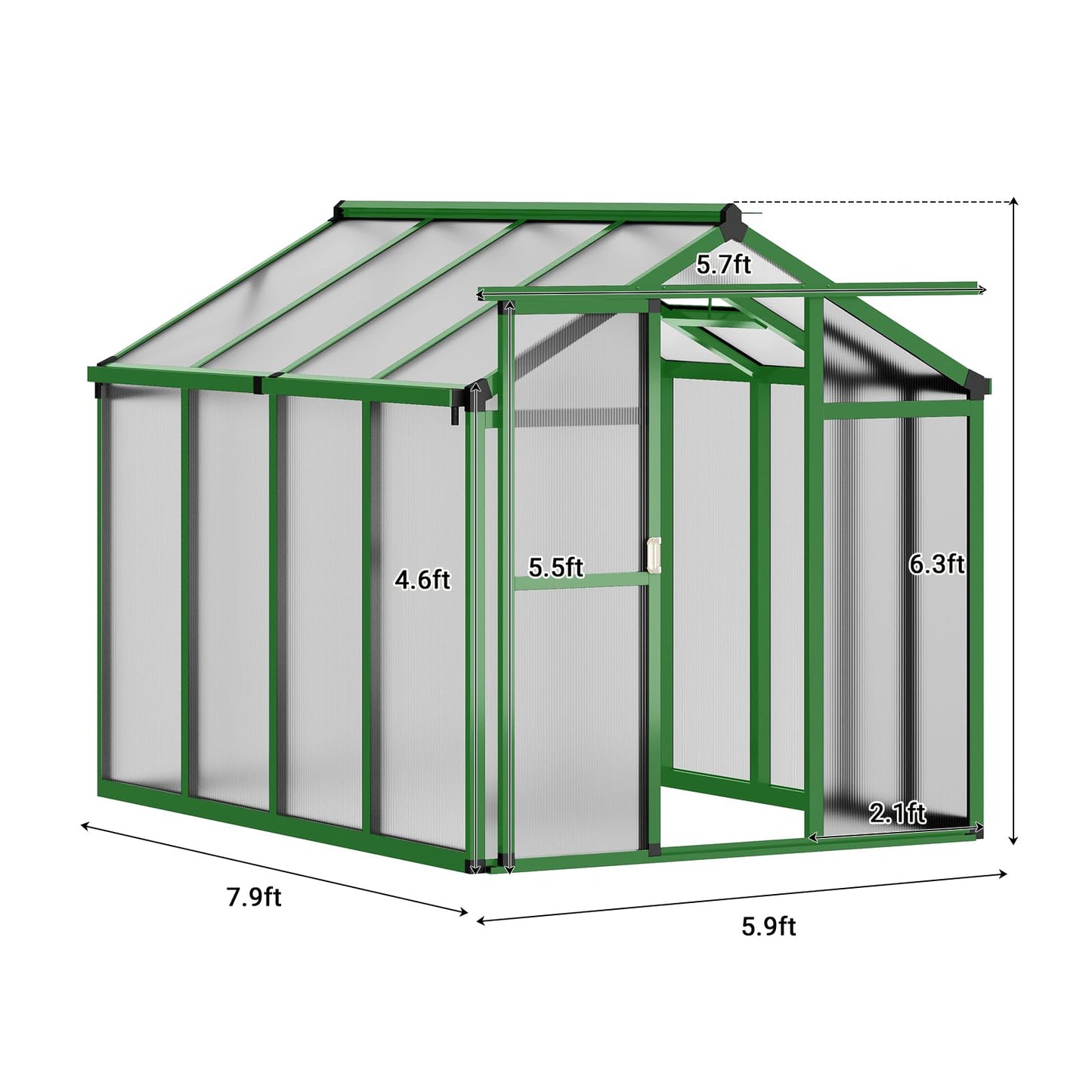 GarveeTech 6X10 FT Greenhouse, Polycarbonate Garden Greenhouse for Outdoors,Aluminum Frame Green House with Lockable Door and Adjustable Roof Vent, Ideal for Backyard Patio and Outside Growing