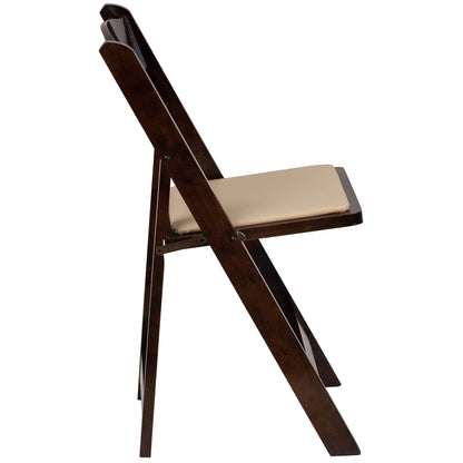 EMMA + OLIVER 4 Pack Fruitwood Wood Folding Chair with Detachable Vinyl Padded Seat