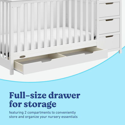 Graco Hadley 5-in-1 Convertible Crib & Changer – GREENGUARD Gold Certified, Fits Standard Crib Mattress, Converts to Toddler Bed and Full Bed, 4 Adjustable Mattress Heights (White)