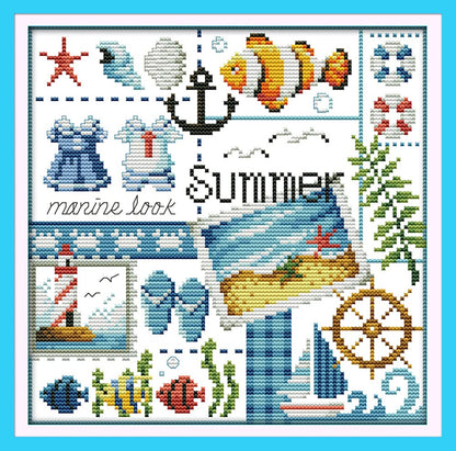 Awesocrafts 4 Pack Cross Stitch Kits, Four Seasons Easy Patterns Cross Stitching Embroidery Kit Supplies, Stamped or Counted (Four Seasons, Counted)