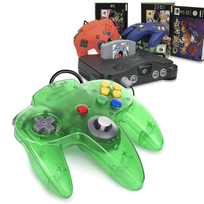miadore 2 Packs Classic 64 Wired Controller Joystick for N64 Video Game System N64 Console (Jungle Green and Orange)