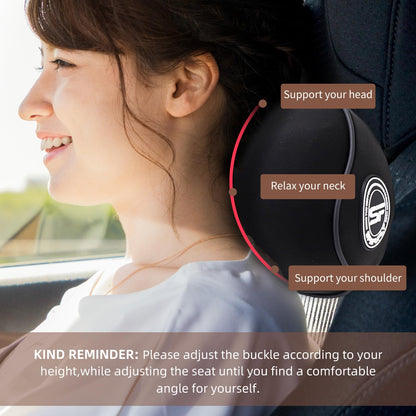 SPRFUFLY Make Relaxing Car Headrest Pillow, Car Pillow for Driving with Adjustable Strap, Breathable Removable Cover & Ergonomic Design - Softness Travel Car Neck Support Pillow(Black, 1PC)