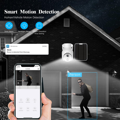 (2026 New) Wireless Solar Security Camera System, 4MP PTZ Outdoor Cameras with 10CH NVR, 2W Solar Powered, 64GB Local Storage, 2-Way Audio, Motion Detection, 2.4G & 5G WiFi, No Subscription, 4-Cam Kit