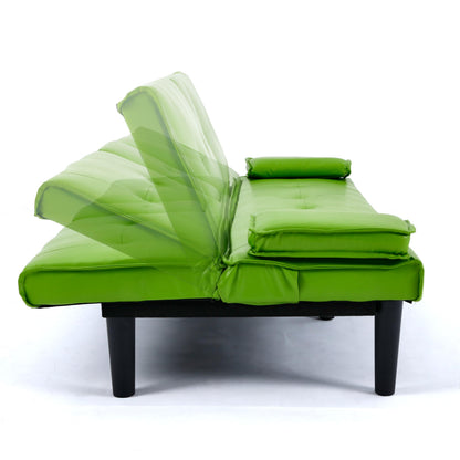 KEIKI 67" Convertible Sofa Bed with Cup Holder, 3 in 1 Futon Sofa Bed, PVC Sleeper Sofa Chair for Living Room, Office, Green