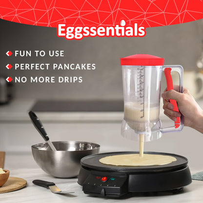 Eggssentials Pancake Batter Dispenser - Poached Egg Maker, Stainless Steel Egg Poaching Pan