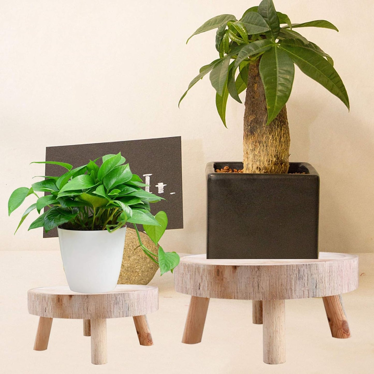 UNIE Round Mini Wooden Stool for Indoor & Outdoor Use